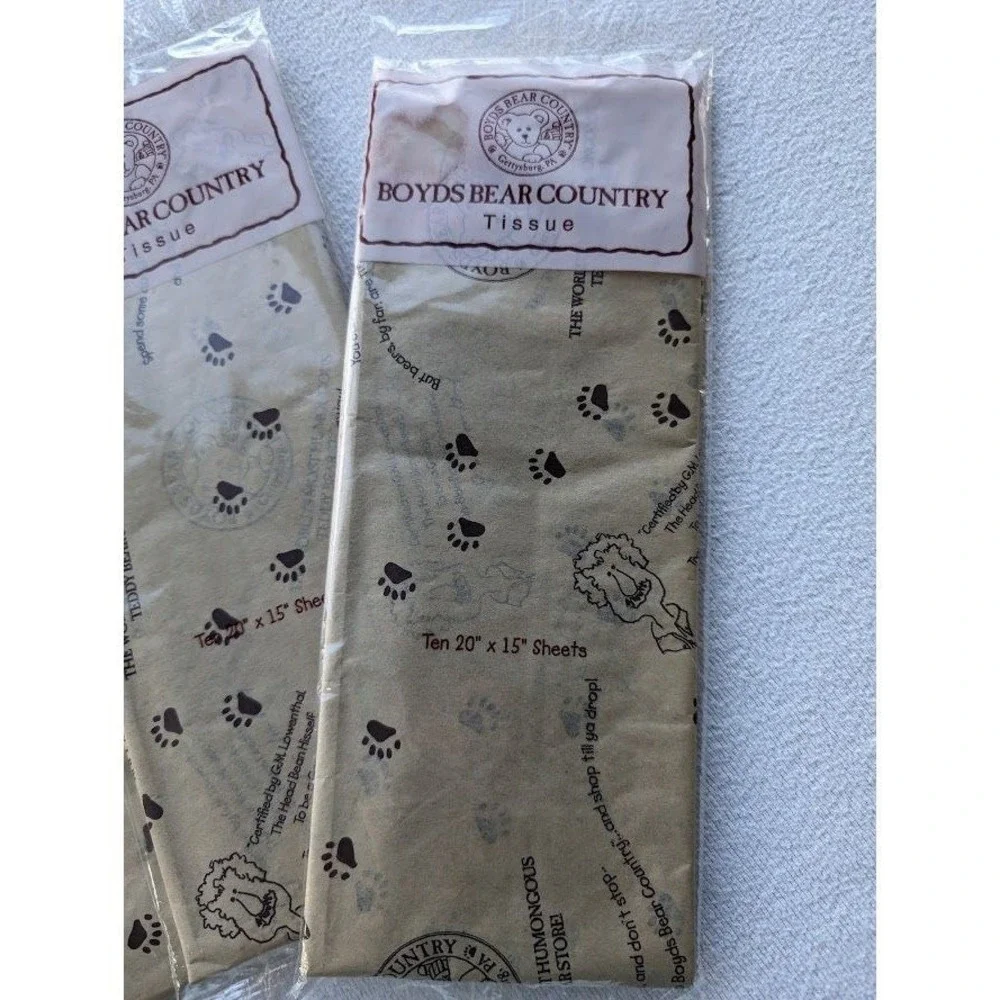 4 Packs Boyds Bear Country Tissue Paper 20x15 Total 40 Sheets Gettysburg USA NEW